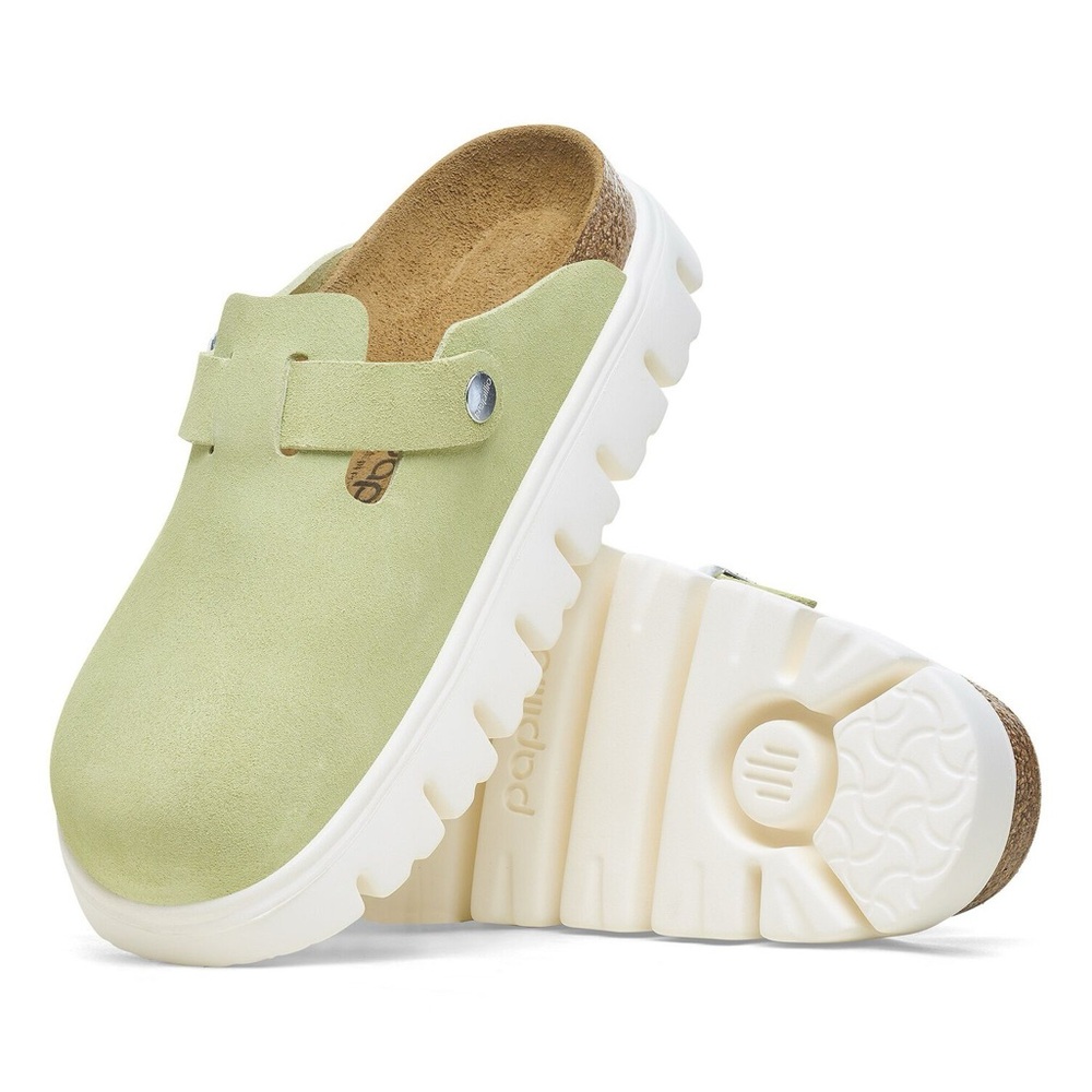 Birkenstock Boston Clog - Papillio Boston Chunky Suede Leather - Faded Lime - Picture 6 of 8